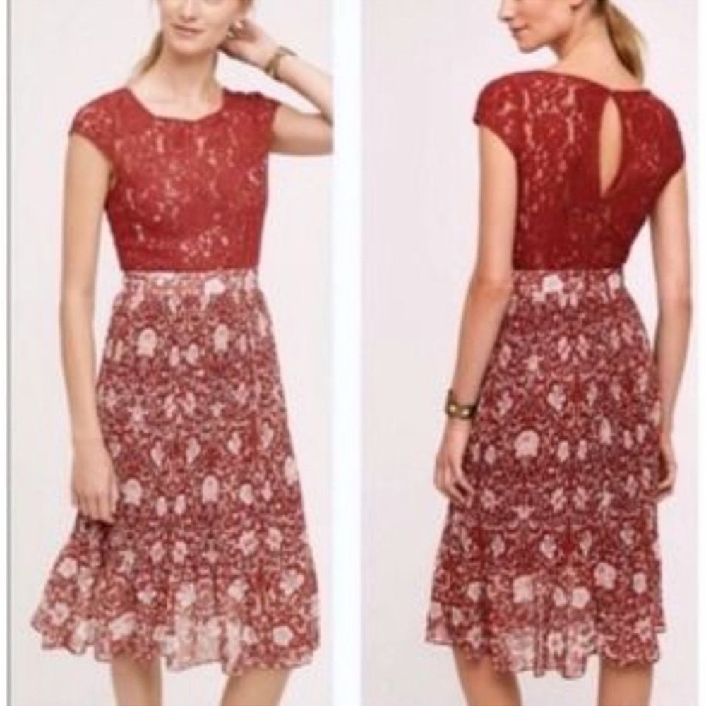 Anthropologie Plenty Tracy Reese Red Arcadia Lace Dress
